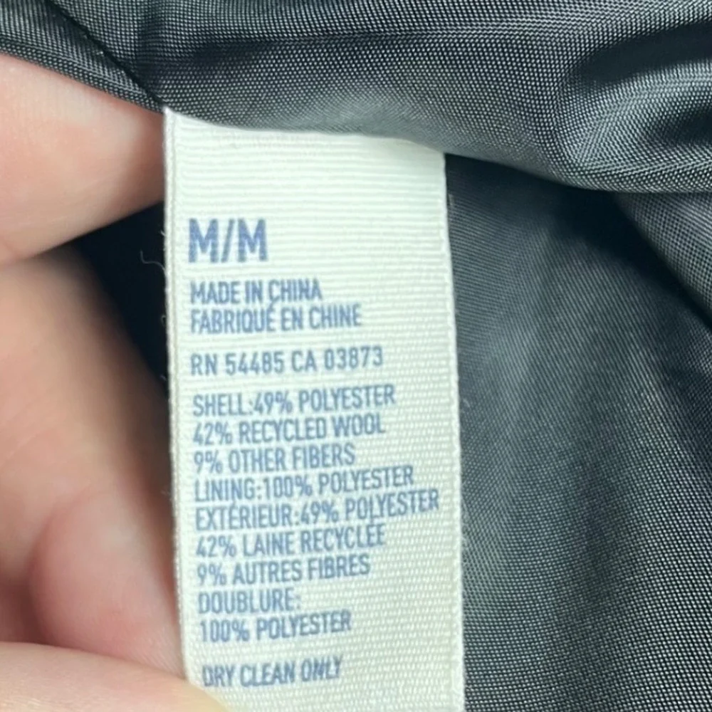 American Eagle Blazer Mens M Grey Herringbone Recycled Wool Blend Sport Coat